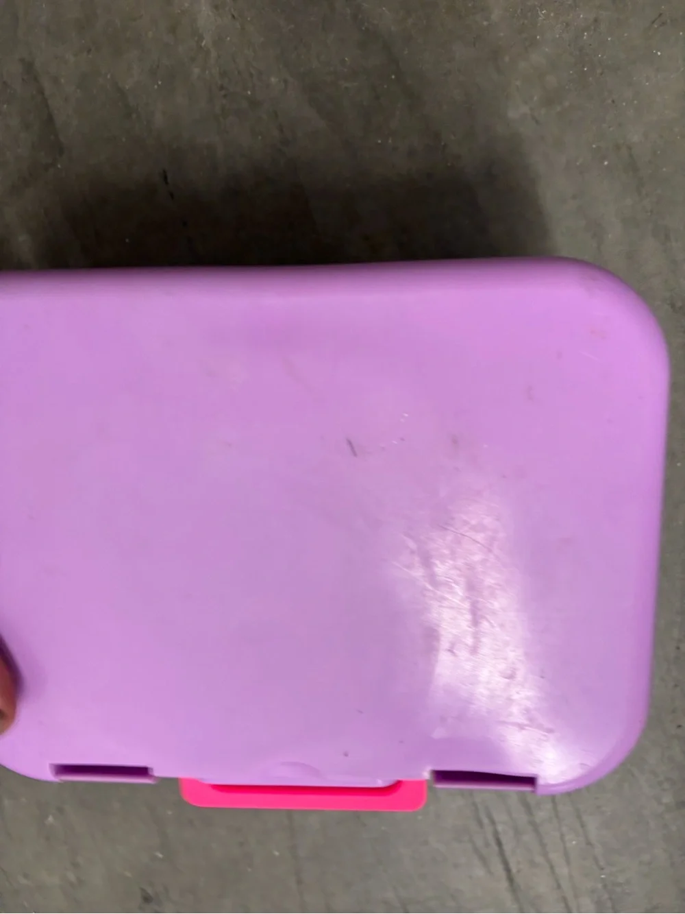 Pink Purple Plastic Bento Box 4 Compartments Snap Lid Handle w/ Fork Spoon